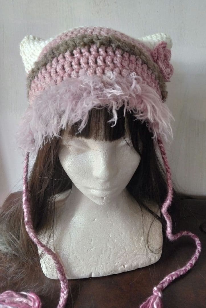 猫耳、うさぎ耳2way帽子handmade取り外し可能アレンジできます