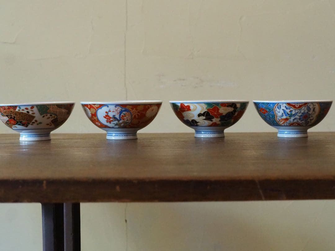 有田焼 彩窯 茶わん 茶碗 飯碗 絵変わり 4客