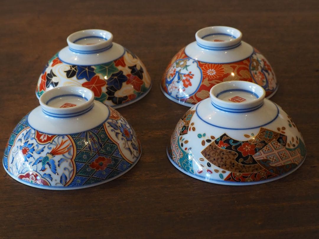 有田焼 彩窯 茶わん 茶碗 飯碗 絵変わり 4客