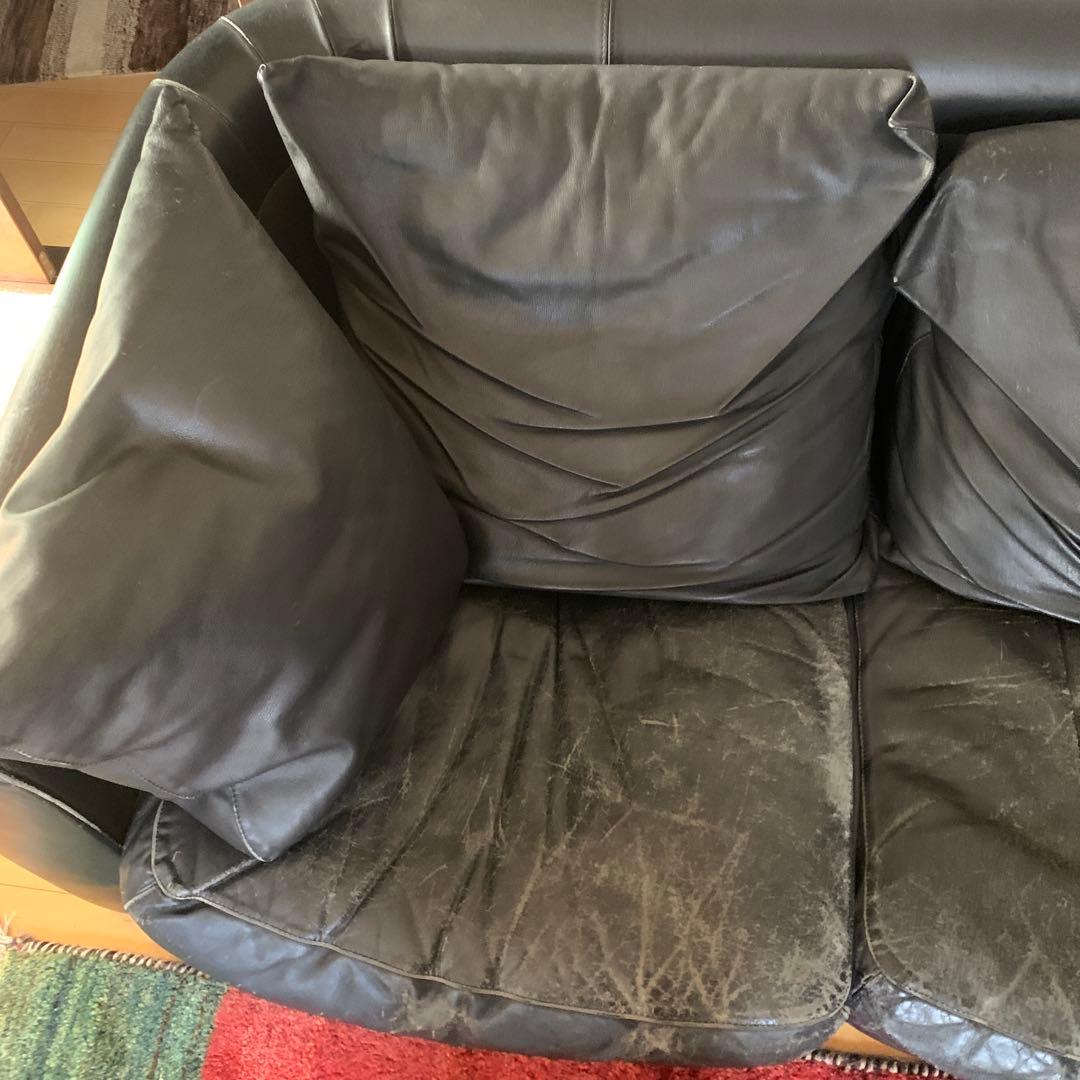 難あり　送料+300円　大型本革ソファー　３人掛　定価100万円　たのメル便込
