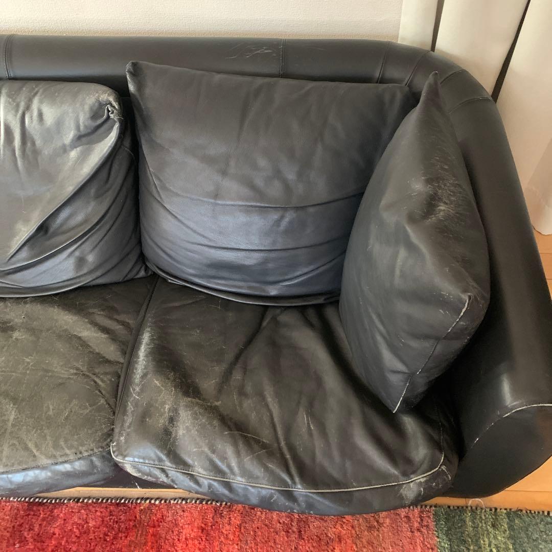 難あり　送料+300円　大型本革ソファー　３人掛　定価100万円　たのメル便込