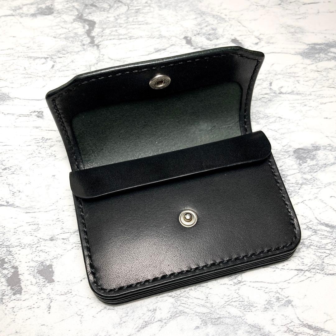 【総手縫い】栃木レザー ミニ財布 黒 本革 コンパクト財布 メンズ レディース