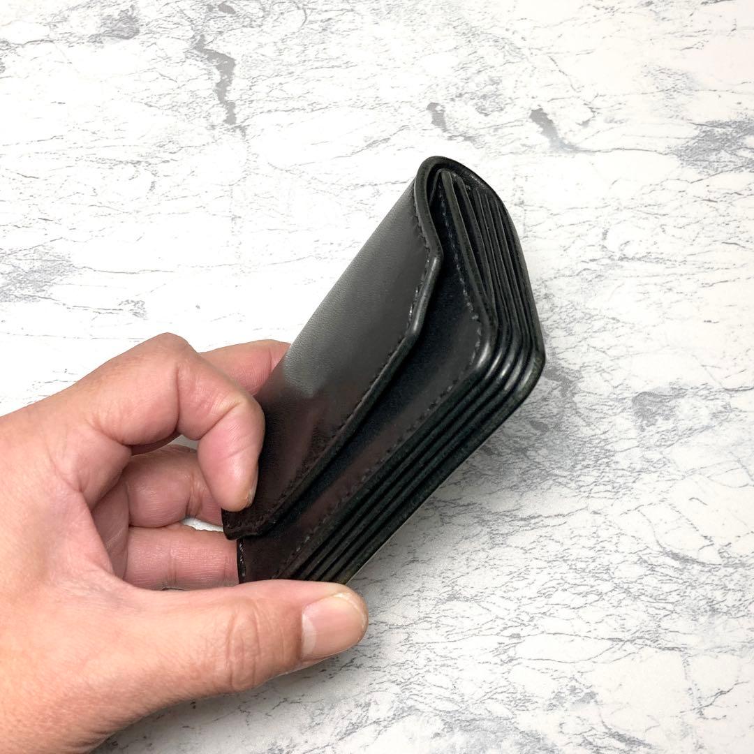 【総手縫い】栃木レザー ミニ財布 黒 本革 コンパクト財布 メンズ レディース