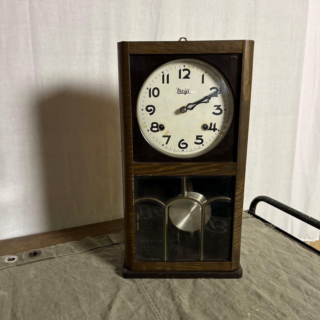 アンティーク古道具◼︎Meiji 明治時計社 ゼンマイ式 振り子時計 掛け時計