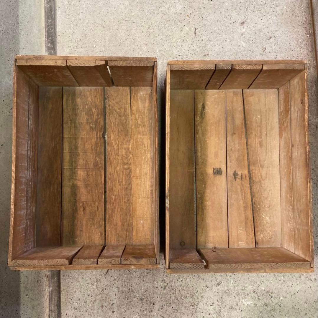 古い木箱②H19(2箱セット) アンティーク　H19×55.5×37.5