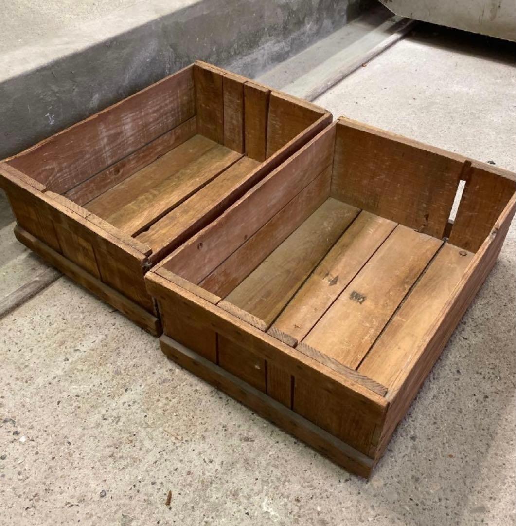 古い木箱②H19(2箱セット) アンティーク　H19×55.5×37.5