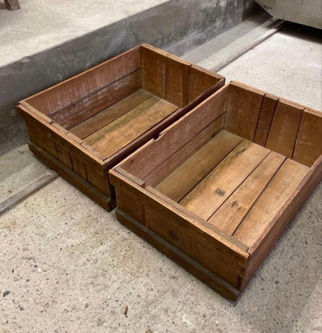 古い木箱②H19(2箱セット) アンティーク　H19×55.5×37.5