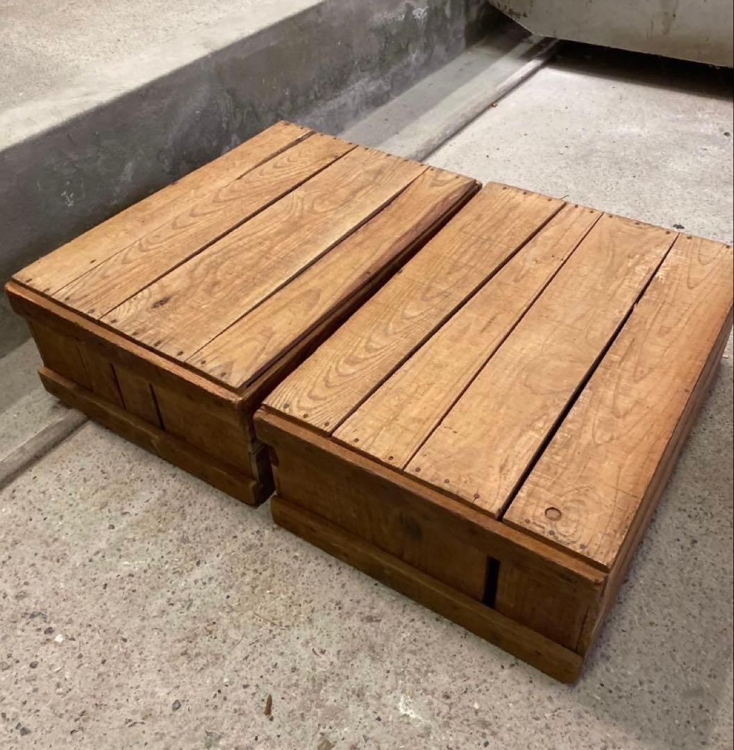 古い木箱②H19(2箱セット) アンティーク　H19×55.5×37.5