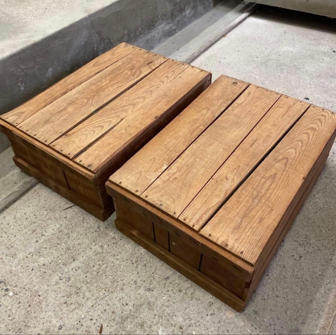 古い木箱②H19(2箱セット) アンティーク　H19×55.5×37.5