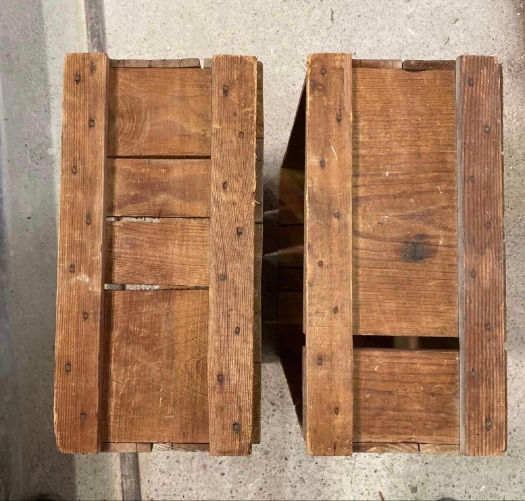 古い木箱②H19(2箱セット) アンティーク　H19×55.5×37.5