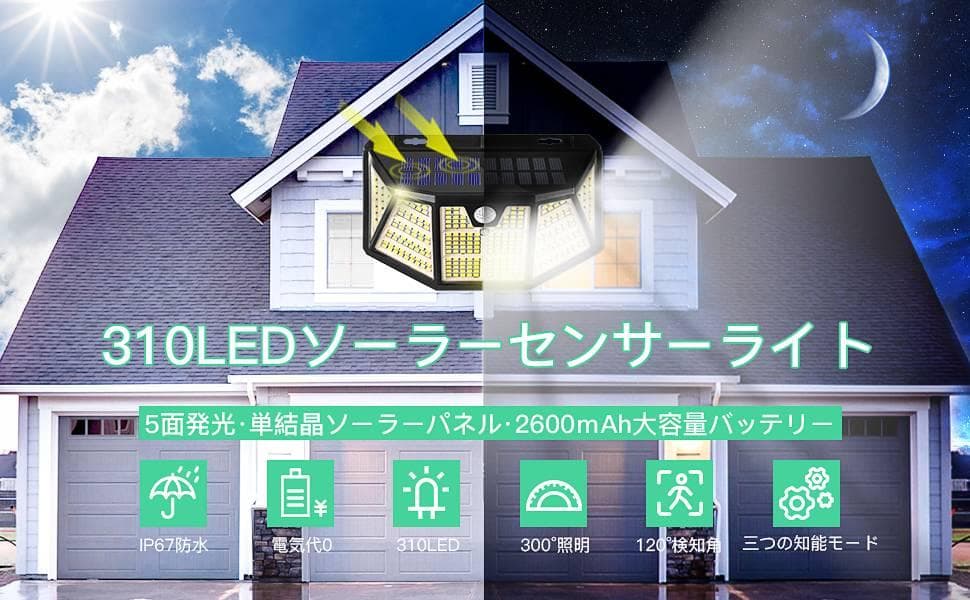 5面発光屋外 センサーライト LEDライト