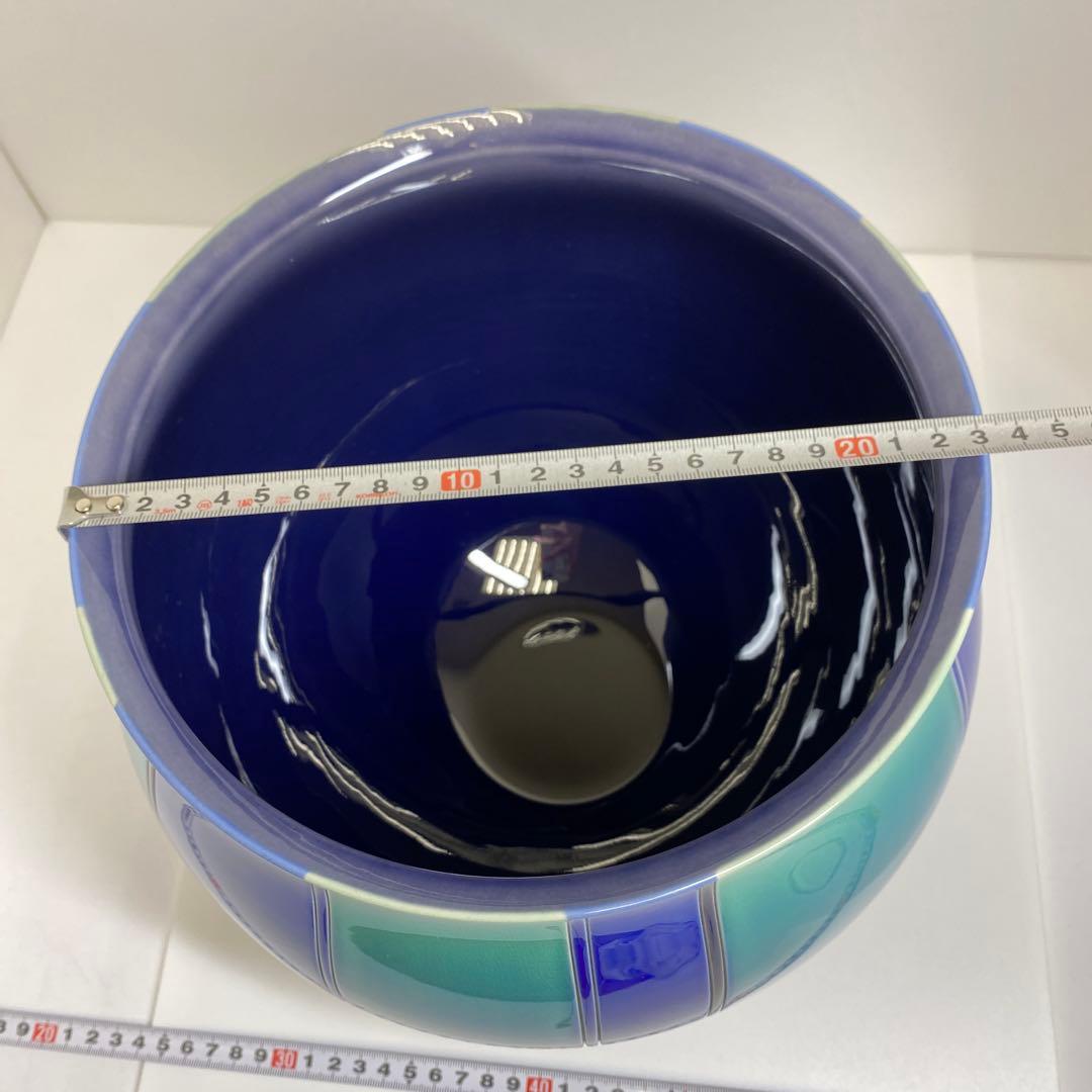 三代徳田八十吉燿彩彫文花器「認定の春八十吉」共箱高24㎝東な7-0920☆2F