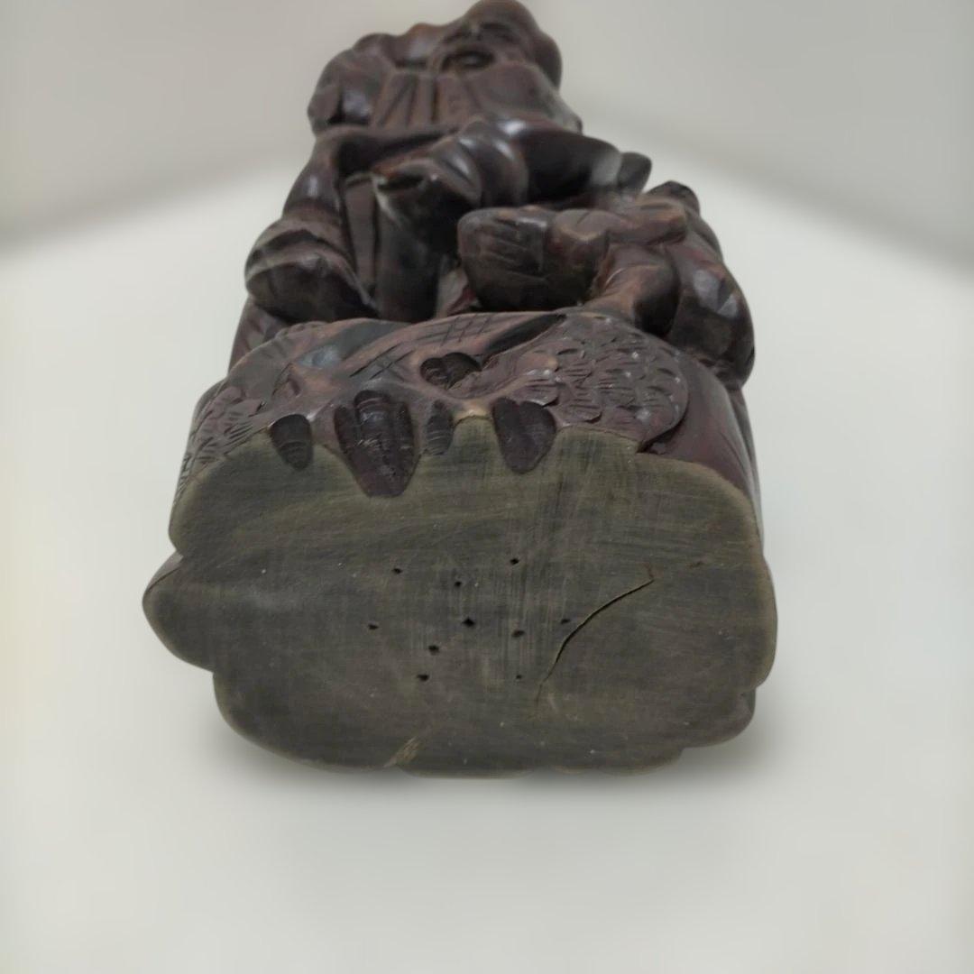 木彫り彫刻 福禄寿 置物 七福神 縁起物 和風 床の間 飾り 260115-2T