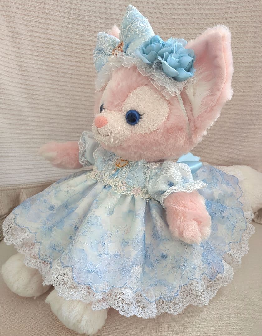 【水色グラデーションのチュールレースドレス】