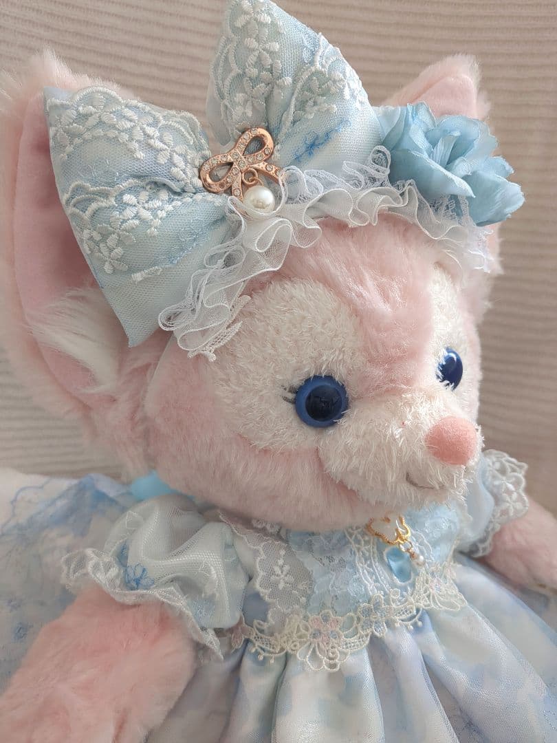 【水色グラデーションのチュールレースドレス】