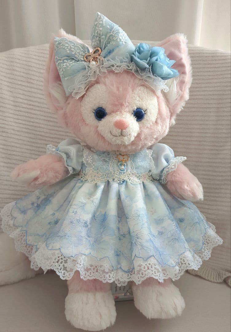 【水色グラデーションのチュールレースドレス】