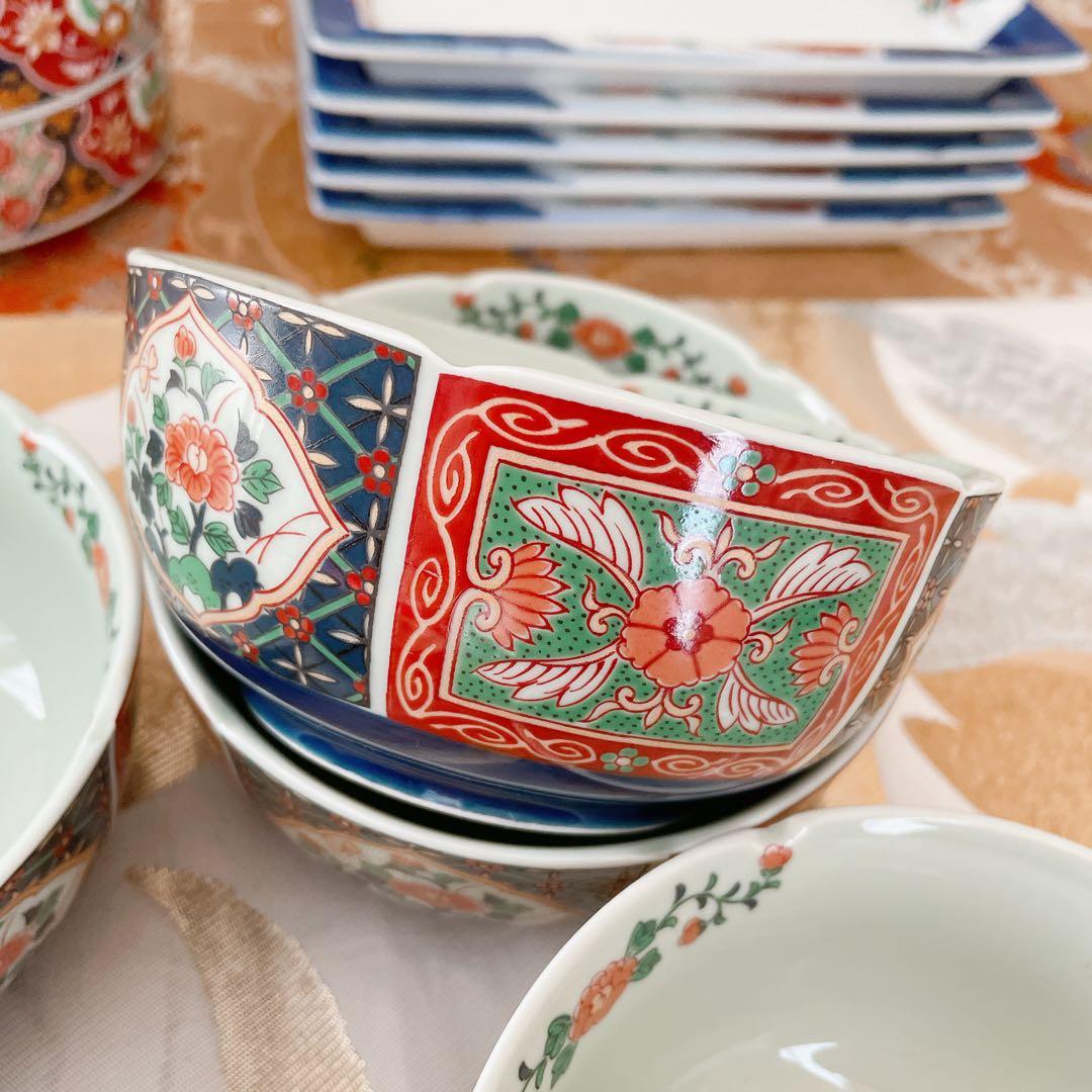 庫山窯 三段重 九谷焼 箸置 有田焼 中鉢 有田焼 仁祥窯 角皿 5名様セット