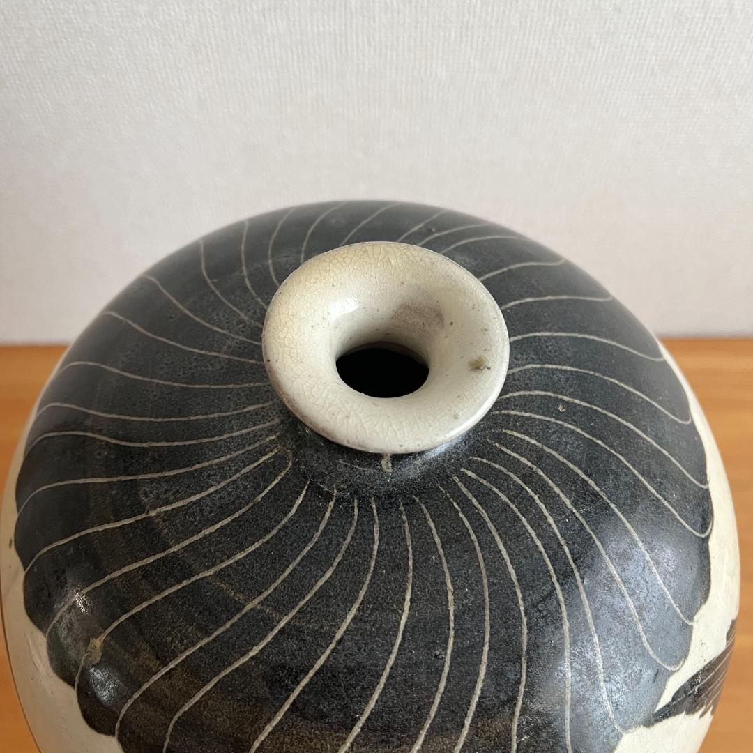 北宋〜金 磁州窯 掻落し龍文 梅瓶 高41.2cm φ20.4cm