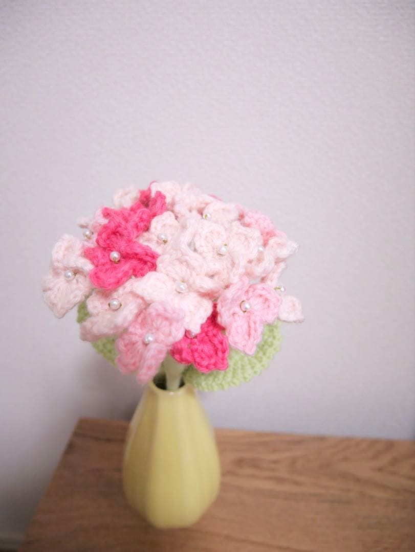 【紫陽花】枯れない花束 あみぐるみ プレゼント 誕生日 かぎ編み 毛糸の花