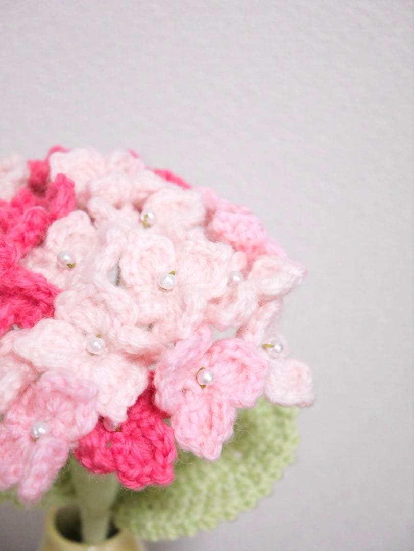【紫陽花】枯れない花束 あみぐるみ プレゼント 誕生日 かぎ編み 毛糸の花