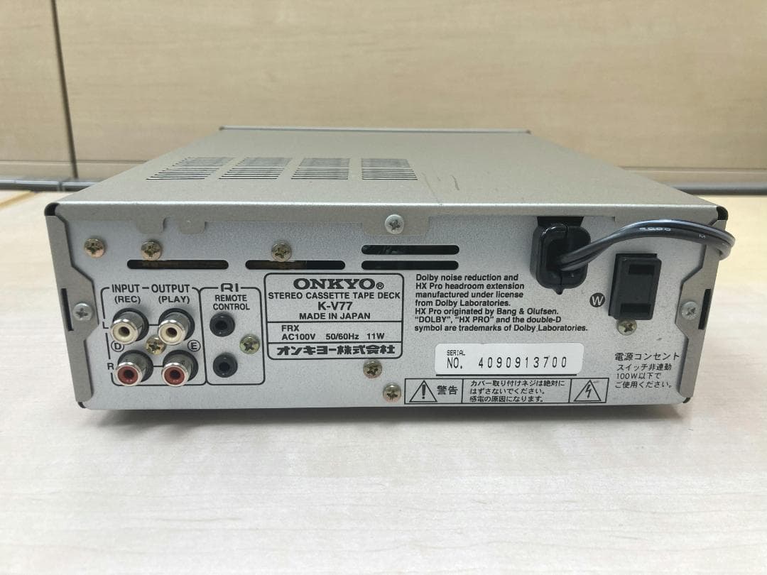 ★整備済み★ONKYO　K-V77　カセットデッキ　トレーベルト交換済　動作良好