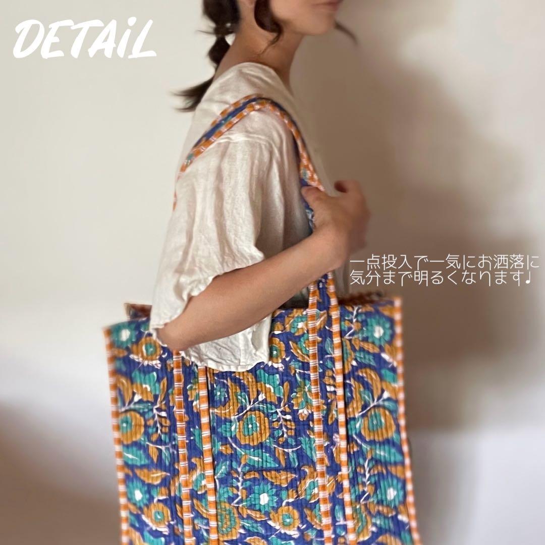 FINALSALE ブロックプリントトートバッグ オリジナル マザーズバッグ