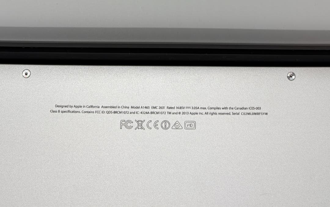 MacBook Air、Core i7、11\"（2013)、8GB, 512GB