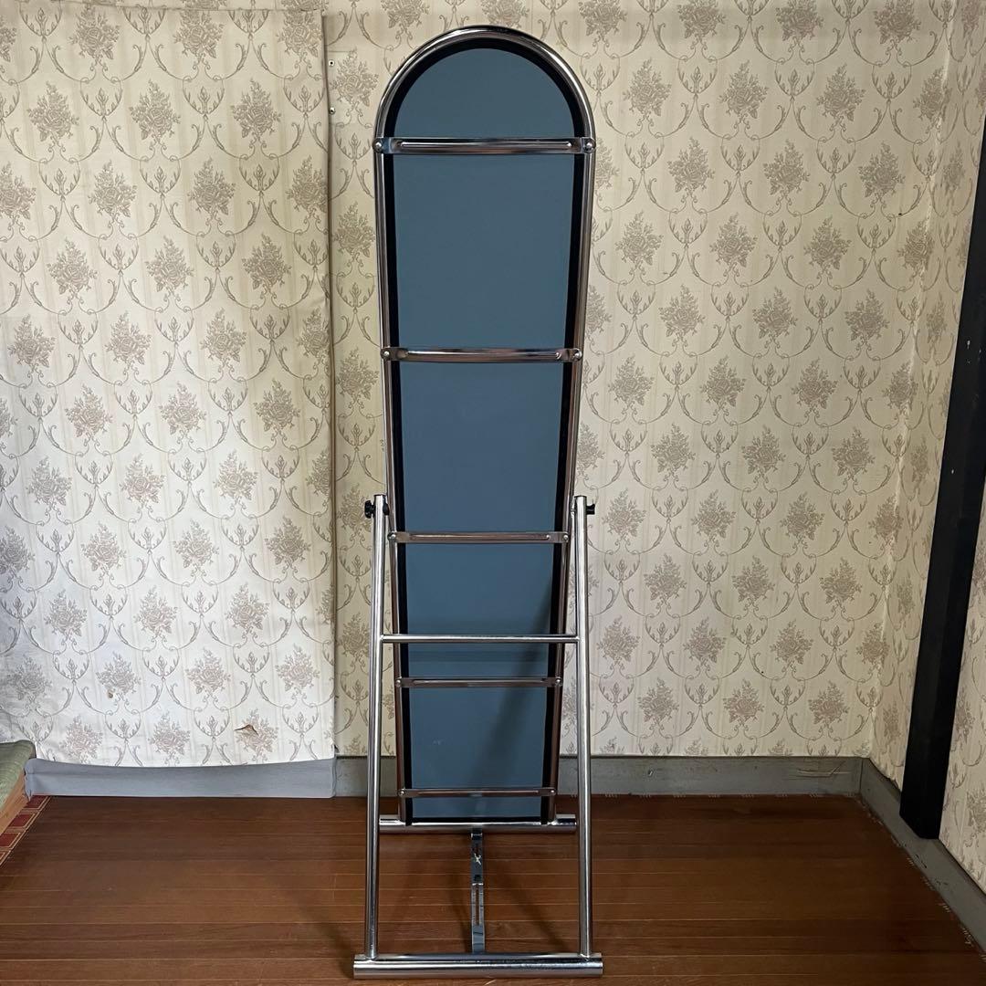 【アンティーク】アイアンフレーム スタンドミラー 全身鏡 メタル 個性派 男前