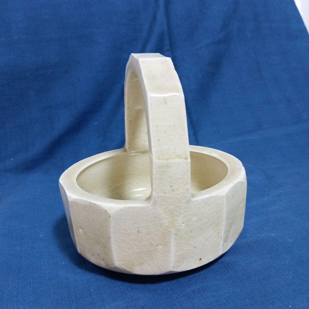 【未使用】瀬戸本業窯　12角　持ち手付き鉢