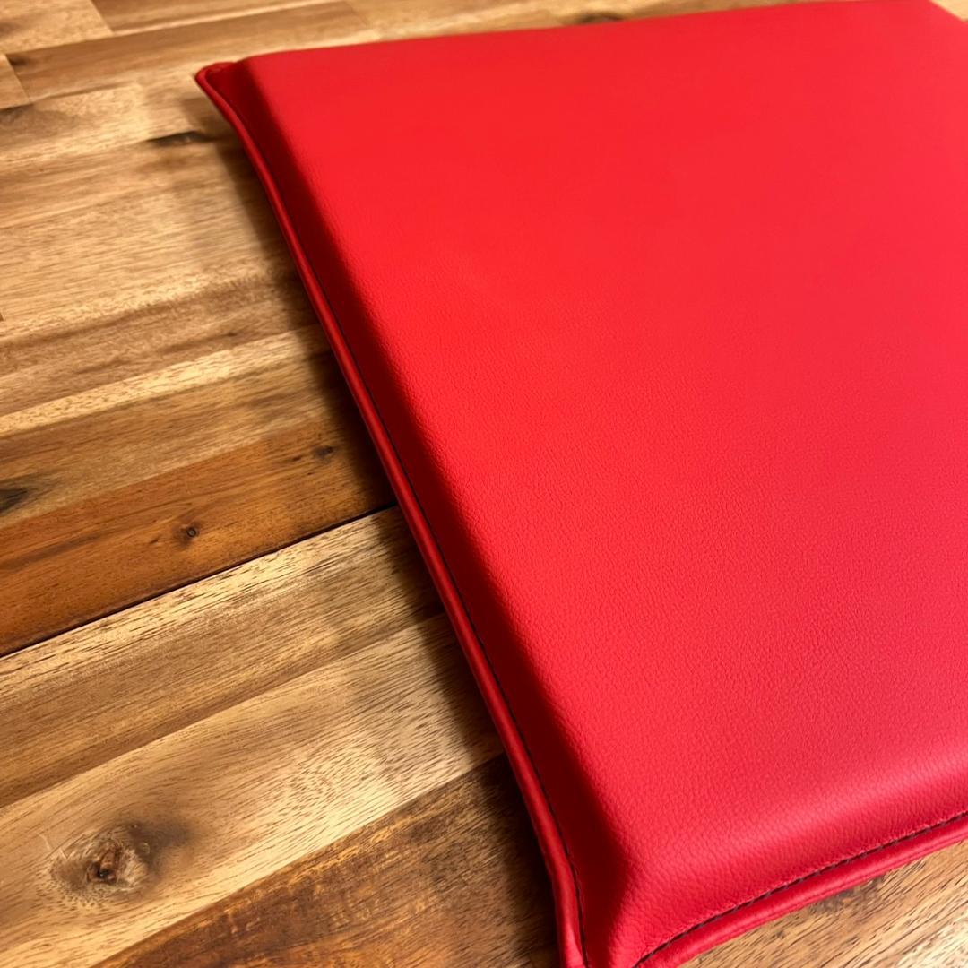 【高級PUレザー】薄型 低反発 座布団 クッション ウレタン 4枚セット レッド