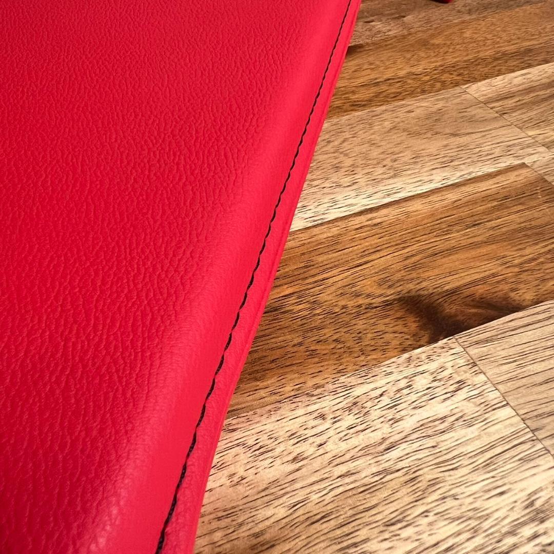 【高級PUレザー】薄型 低反発 座布団 クッション ウレタン 4枚セット レッド