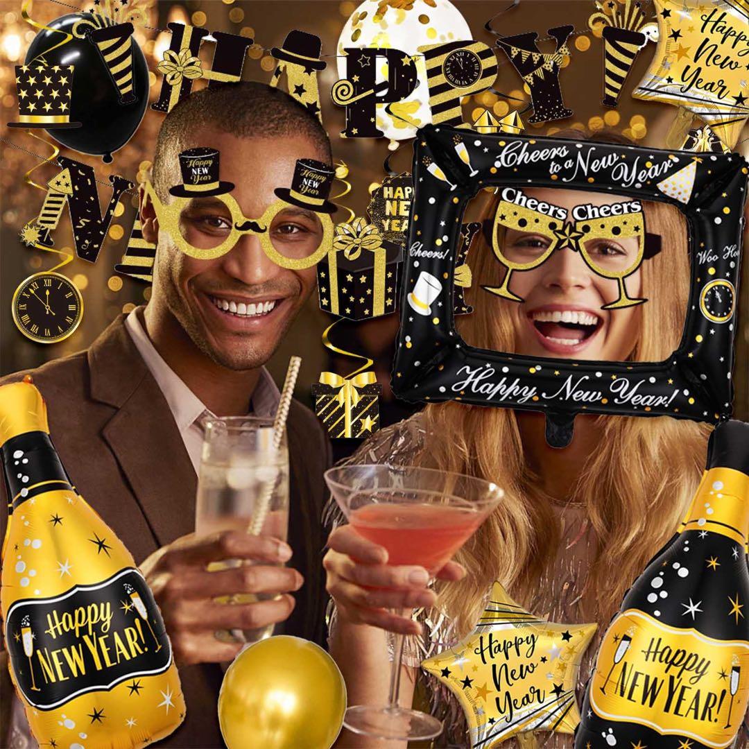 パーティー用品 風船 Happy NewYearパーティー飾り セット小道具