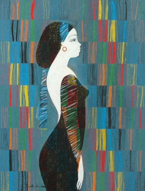 油絵 菅家令子 絵 絵画 インテリア 額付(白)uF6-030214 人物 女性