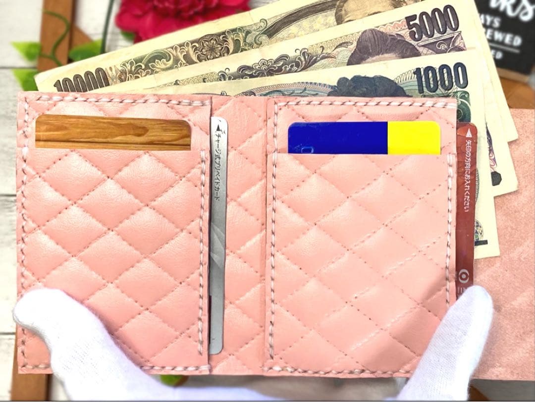 ❤【高級感×可愛い♪】大人オシャレながま口付き総本革ミニ財布♪桜色 ベビーピンク