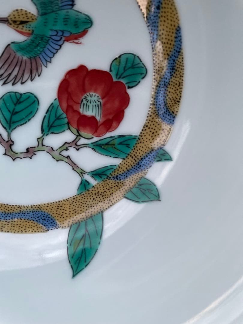 未使用　九谷焼　九谷青窯　青窯　花と鳥の八角形ボウル　菓子鉢　おかず　サラダ