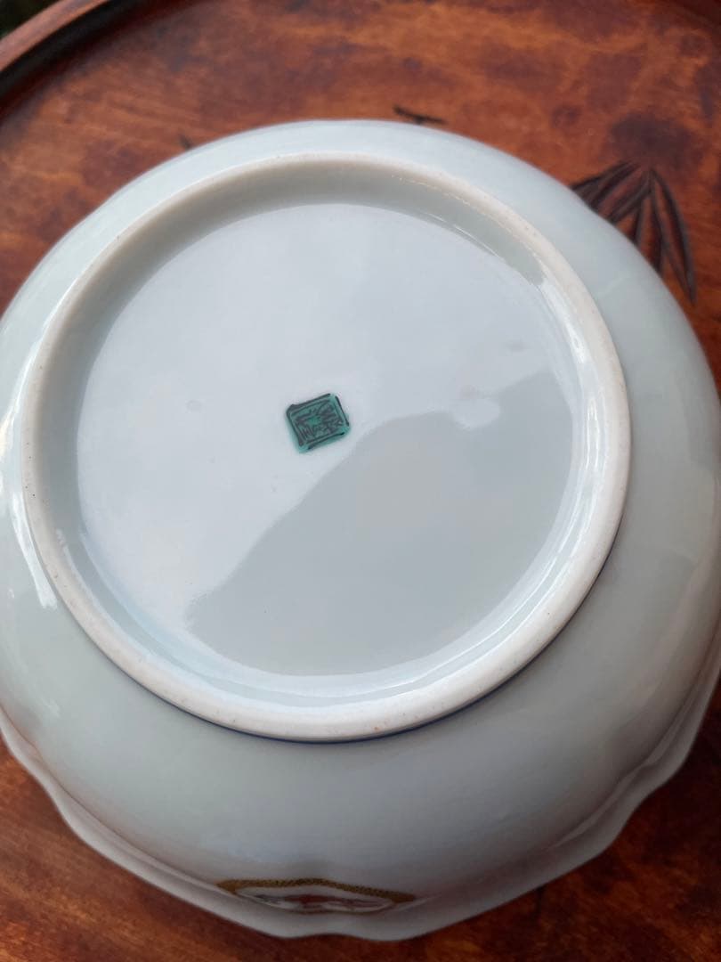 未使用　九谷焼　九谷青窯　青窯　花と鳥の八角形ボウル　菓子鉢　おかず　サラダ