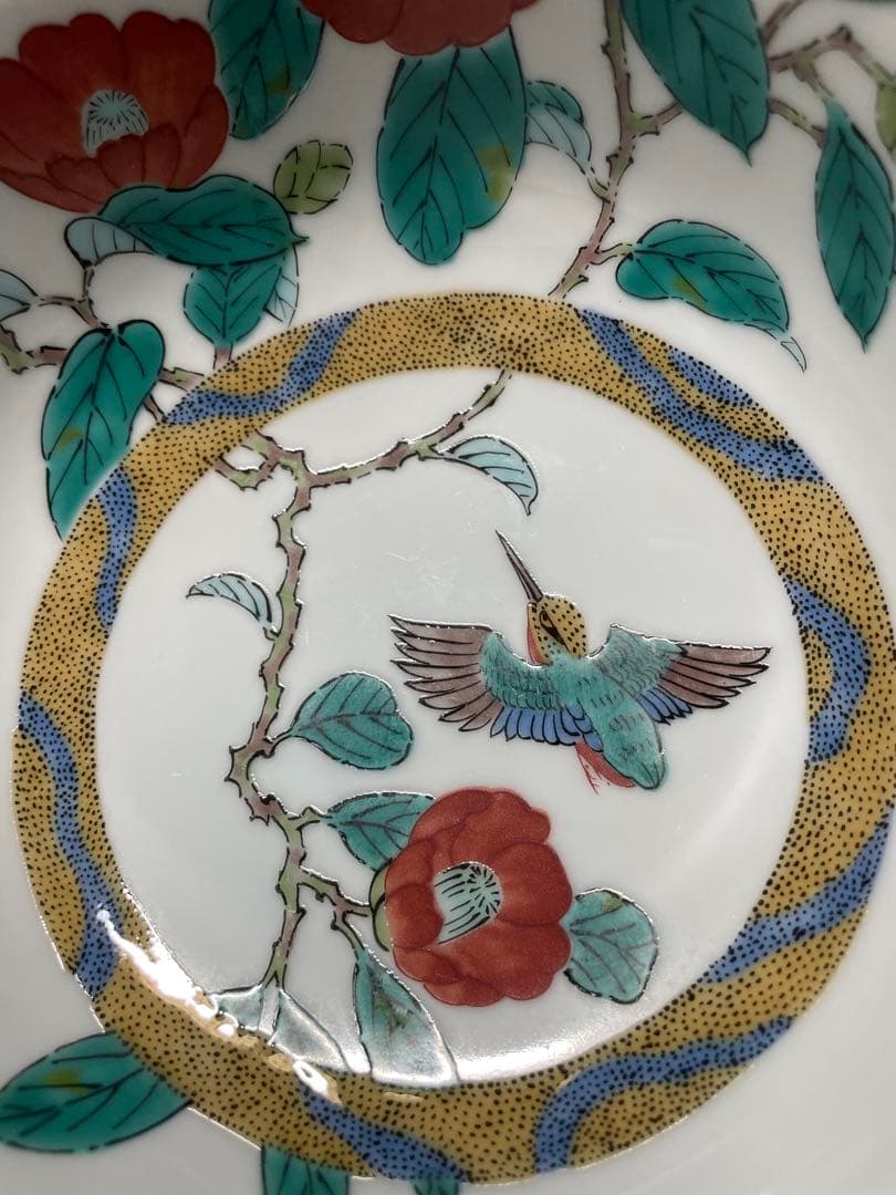 未使用　九谷焼　九谷青窯　青窯　花と鳥の八角形ボウル　菓子鉢　おかず　サラダ