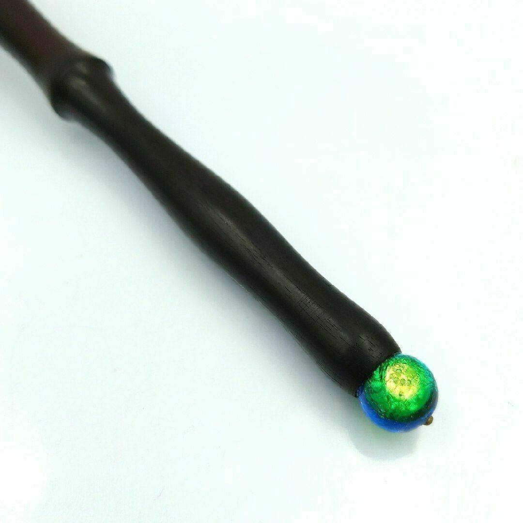 黒檀　木軸ガラスペン　No.28　ホタルガラス　とんぼ玉　ボルトレッティ　ペン軸