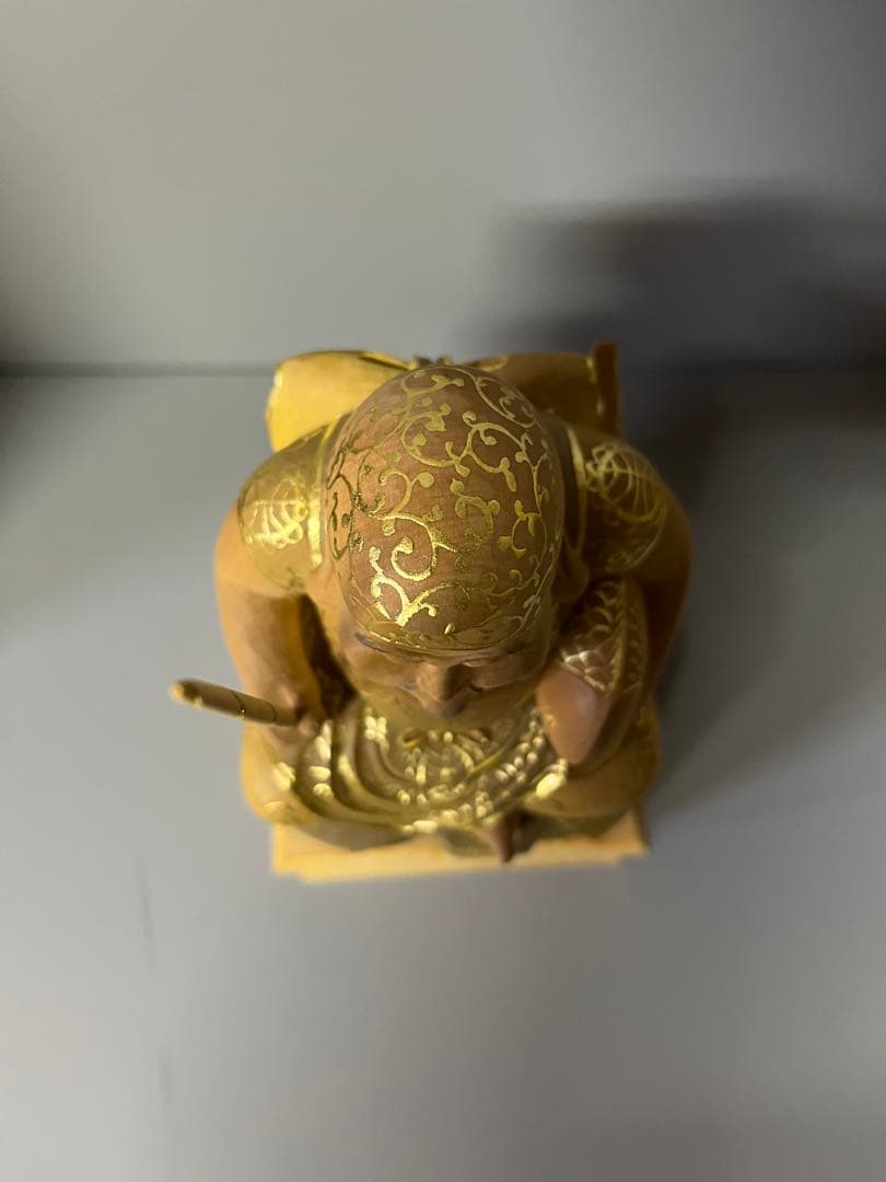 柘植　木彫　恵比寿　彩色　縁起物　36