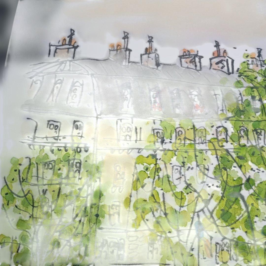 7777)水彩画　藤森悠二（ふじもりゆうじ）の「エッフェル塔」