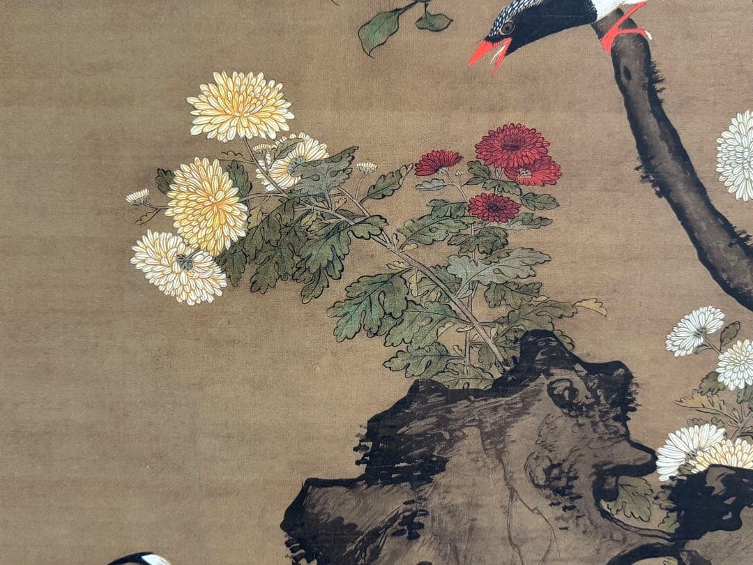 中国　明時代　呂紀　桂菊山禽圖　絹本　原色複製　◇検故宮博物館◇ 一鼎軒0926