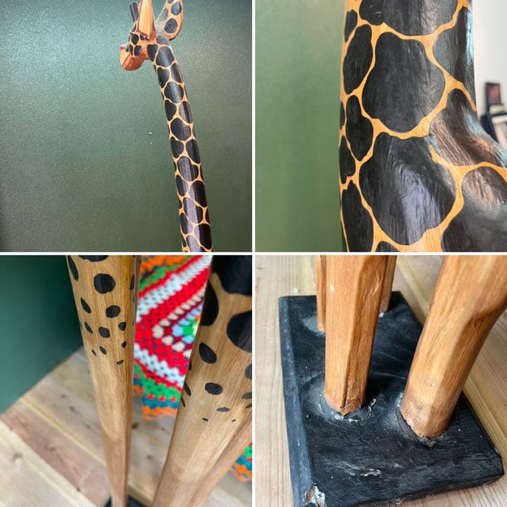 麒麟 きりん アジアン インテリア 200cm 特大 木製 置物 アンティーク