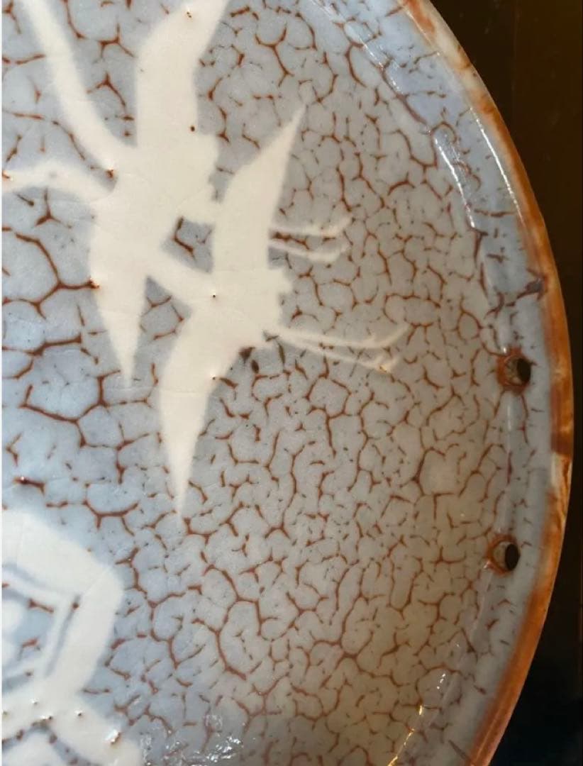 【伝統工芸士 佐藤康元】美品・志野流貫入 大皿＆宜興紫砂 茶盤・2点セット