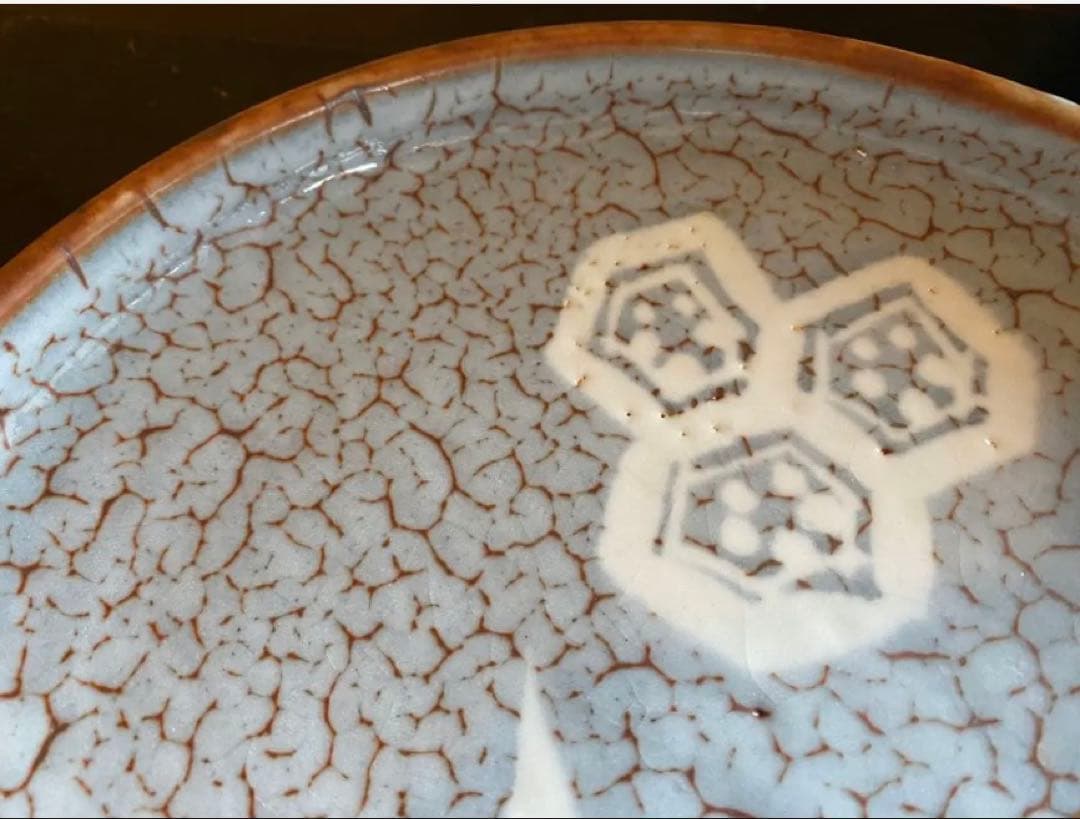 【伝統工芸士 佐藤康元】美品・志野流貫入 大皿＆宜興紫砂 茶盤・2点セット