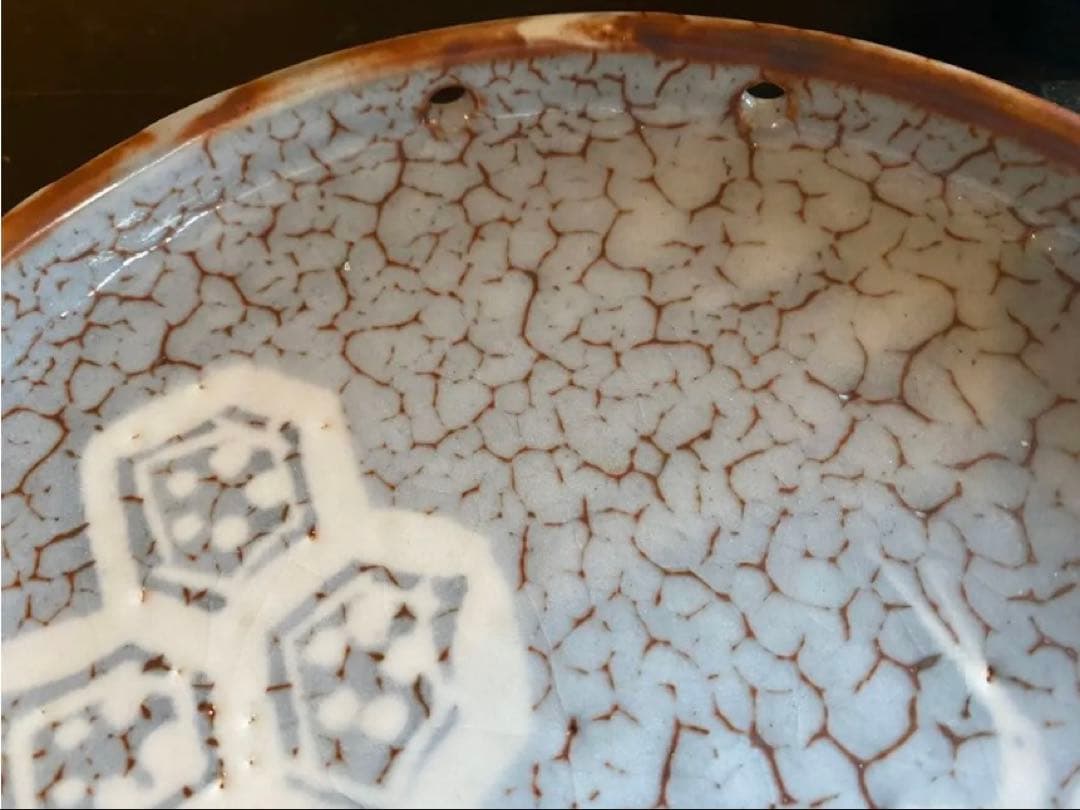 【伝統工芸士 佐藤康元】美品・志野流貫入 大皿＆宜興紫砂 茶盤・2点セット