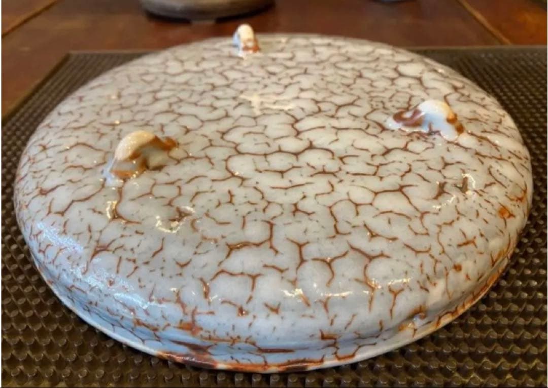 【伝統工芸士 佐藤康元】美品・志野流貫入 大皿＆宜興紫砂 茶盤・2点セット