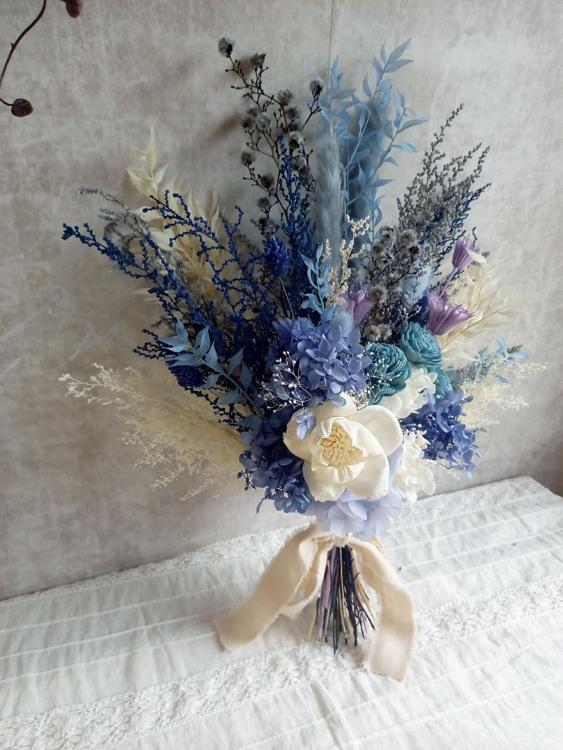 心安らぐブルー　スワッグ✿ブーケ　プリザーブドフラワー　　ドライフラワー