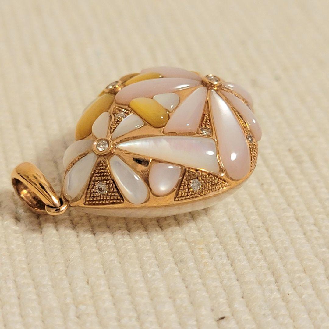 K18 ダイヤ0.08ct ペンダントトップ 白蝶貝 ネックレス 18金