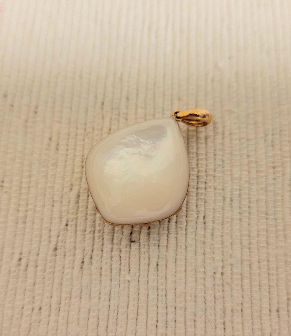 K18 ダイヤ0.08ct ペンダントトップ 白蝶貝 ネックレス 18金
