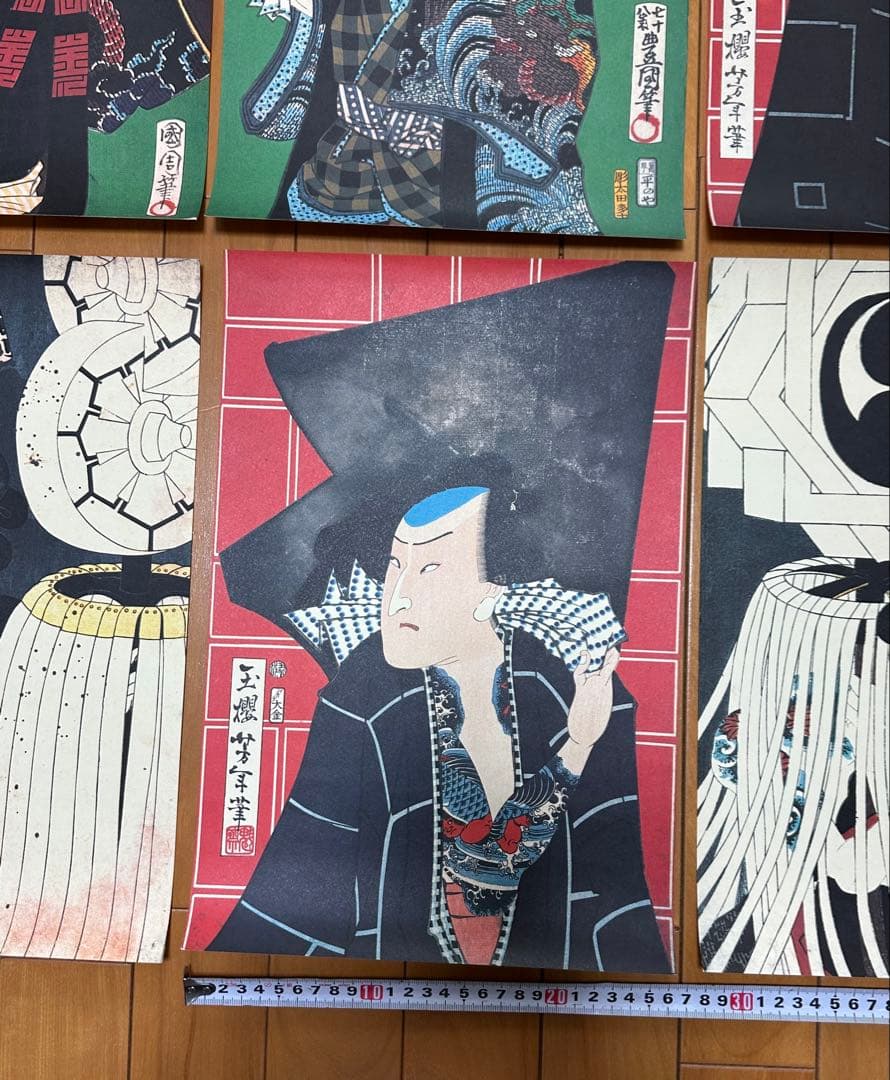 レア 江戸の花 浮世絵 39×26.5cm 6枚セット 鳶頭 江戸消防 江戸の華